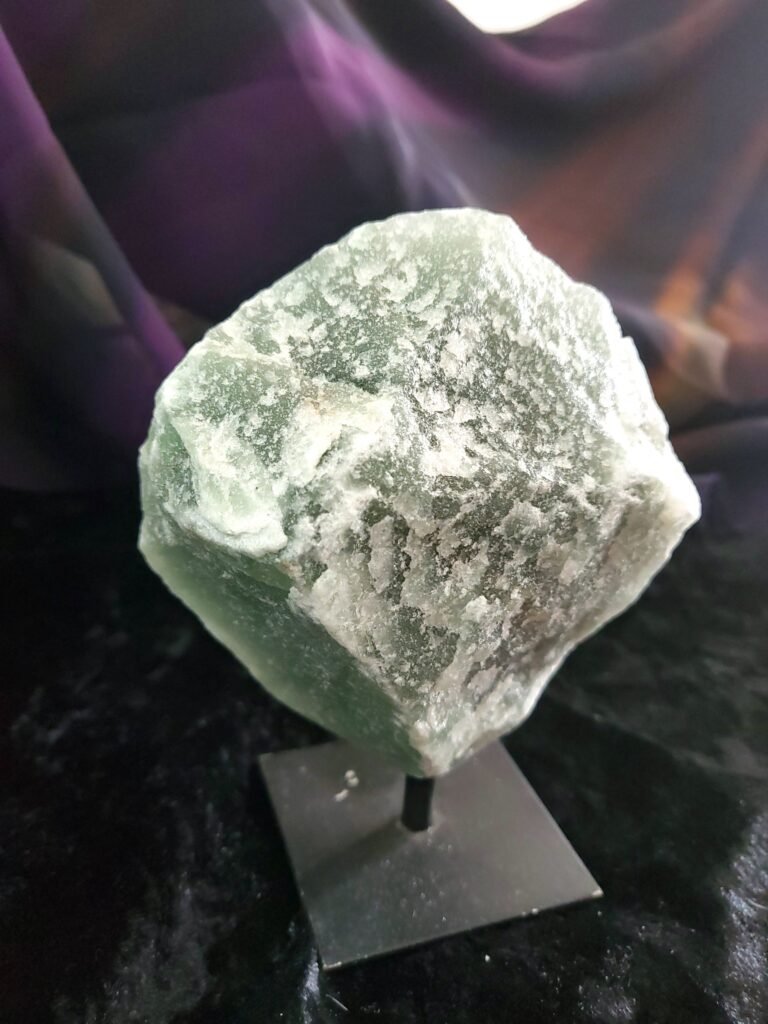 Green Aventurine Rough on Stand